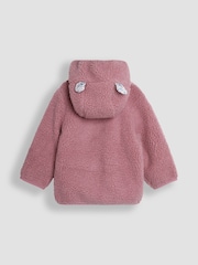 JoJo Maman Bébé Pink Mouse Reversible Hooded Teddy Fleece - Image 5 of 7