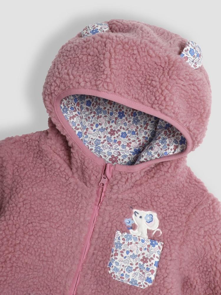 JoJo Maman Bébé Pink Mouse Reversible Hooded Teddy Fleece - Image 7 of 7