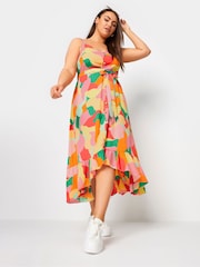 Yours Curve Pink Frilled Hem Dress - Image 2 of 5