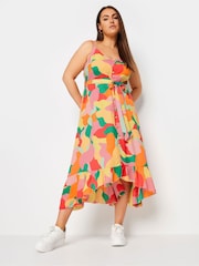 Yours Curve Pink Frilled Hem Dress - Image 3 of 5