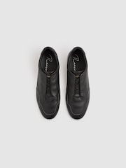 Reiss Black Cruz Grained Leather Elasticated Lace Trainers - Image 3 of 5