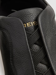 Reiss Black Cruz Grained Leather Elasticated Lace Trainers - Image 5 of 5