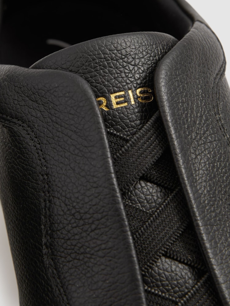 Reiss Black Cruz Grained Leather Elasticated Lace Trainers - Image 5 of 5
