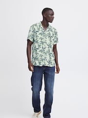 Blend Blue/Green Leaf Print Short Sleeve Shirt - Image 4 of 5