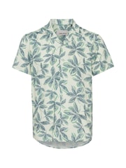 Blend Blue/Green Leaf Print Short Sleeve Shirt - Image 5 of 5