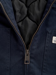 Navy Blue Zip-Through 100% Cotton Quilted Shacket Overshirt - Image 11 of 12