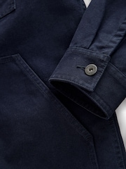 Navy Blue Zip-Through 100% Cotton Quilted Shacket Overshirt - Image 12 of 12
