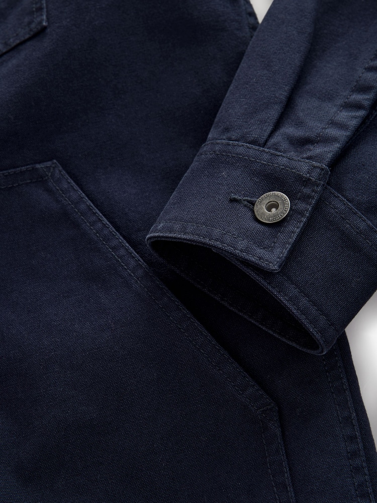 Navy Blue Zip-Through 100% Cotton Quilted Shacket Overshirt - Image 12 of 12