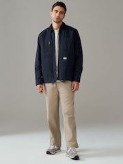 Navy Blue Zip-Through 100% Cotton Quilted Shacket Overshirt - Image 2 of 12