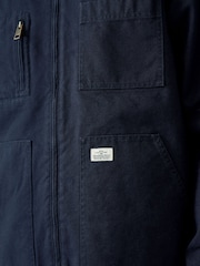 Navy Blue Zip-Through 100% Cotton Quilted Shacket Overshirt - Image 5 of 12