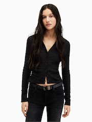 AllSaints Black Charli Shirt - Image 1 of 6