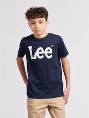 Lee Blue Boys Wobbly Graphic Print 100% Cotton T-Shirt - Image 1 of 9