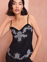 Love & Roses Black Embroidered Cami - Image 1 of 4