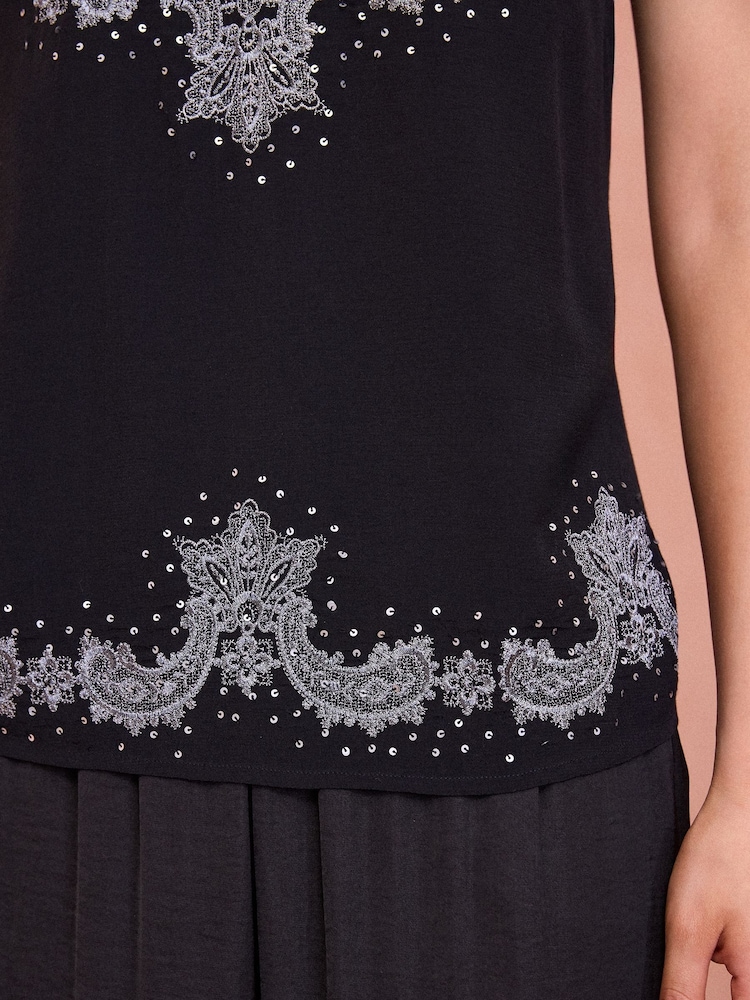 Love & Roses Black Embroidered Cami - Image 2 of 4