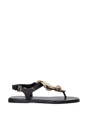Dune London Black Linaria Flower Toe Post  Sandals - Image 3 of 6