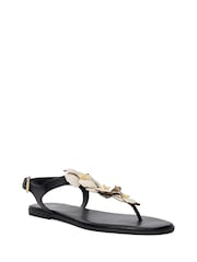 Dune London Black Linaria Flower Toe Post  Sandals - Image 4 of 6