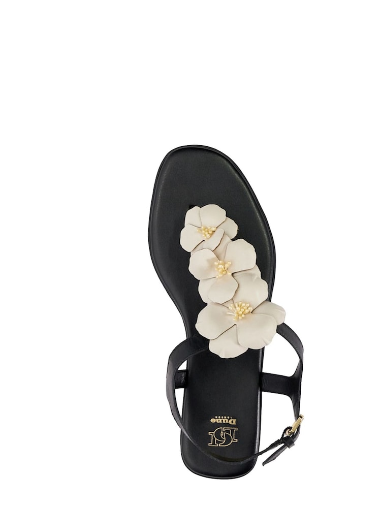 Dune London Black Linaria Flower Toe Post  Sandals - Image 6 of 6