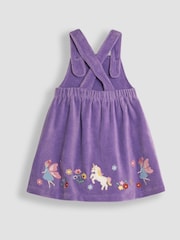 JoJo Maman Bébé Lilac Purple Fairy Velour Appliqué Velour Pinafore Dress And Top Set - Image 4 of 7