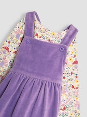 JoJo Maman Bébé Lilac Purple Fairy Velour Appliqué Velour Pinafore Dress And Top Set - Image 7 of 7
