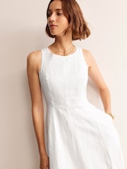 Boden White Petite Carla 100% Linen Midi Dress - Image 2 of 5