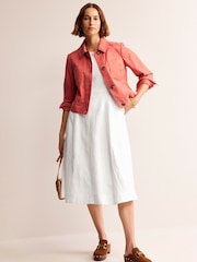 Boden White Petite Carla 100% Linen Midi Dress - Image 4 of 5