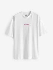 White/Pink Relaxed Fit Back Print Graphic T-Shirt - Image 1 of 4