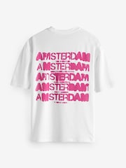 White/Pink Relaxed Fit Back Print Graphic T-Shirt - Image 2 of 4