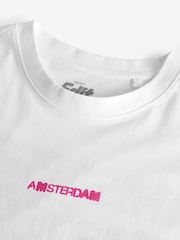 White/Pink Relaxed Fit Back Print Graphic T-Shirt - Image 3 of 4