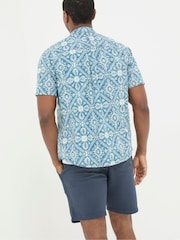 FatFace Blue Short Sleeve Large Tile Print Shirt - Image 2 of 5
