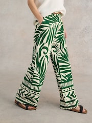 White Stuff Green Lucinda EcoVero™ Wide Trousers - Image 1 of 7