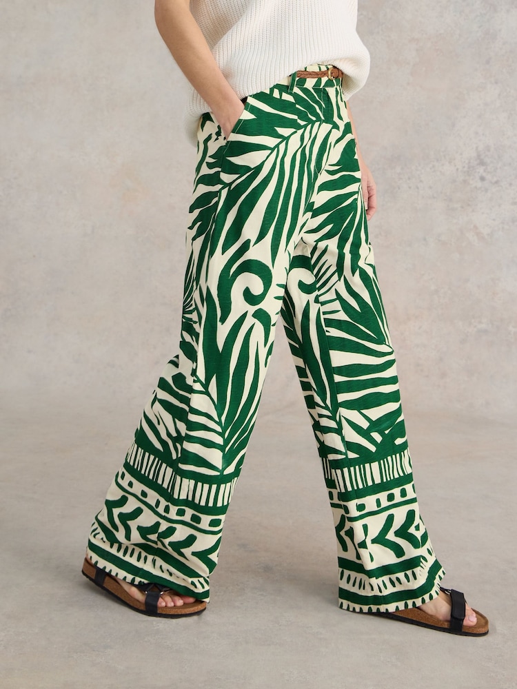 White Stuff Green Lucinda EcoVero™ Wide Trousers - Image 1 of 7