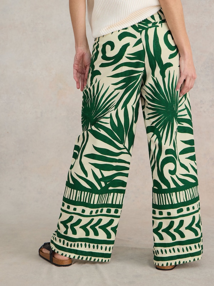 White Stuff Green Lucinda EcoVero™ Wide Trousers - Image 2 of 7