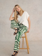 White Stuff Green Lucinda EcoVero™ Wide Trousers - Image 3 of 7