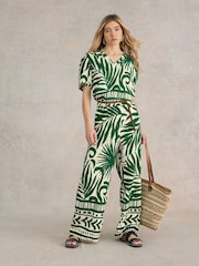 White Stuff Green Lucinda EcoVero™ Wide Trousers - Image 4 of 7