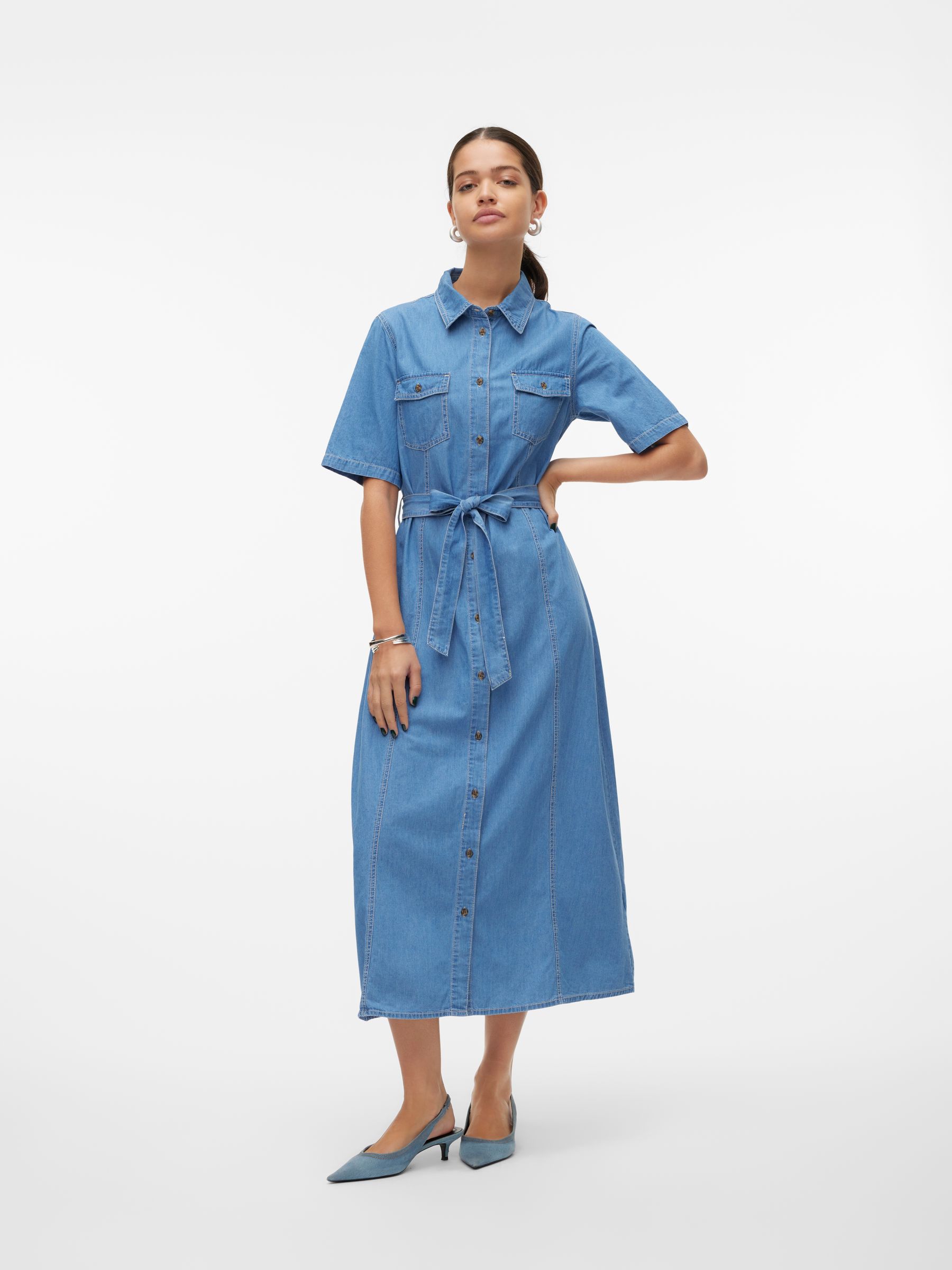 Short sleeve denim dress uk hotsell