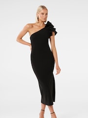 Forever New Black Celeste One Shoulder Ruffle Bodycon Dress - Image 1 of 4