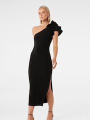 Forever New Black Celeste One Shoulder Ruffle Bodycon Dress - Image 3 of 4