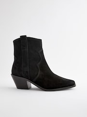 Black Extra Wide Fit Forever Comfort® Leather Ankle Cowboy Boots - Image 5 of 8