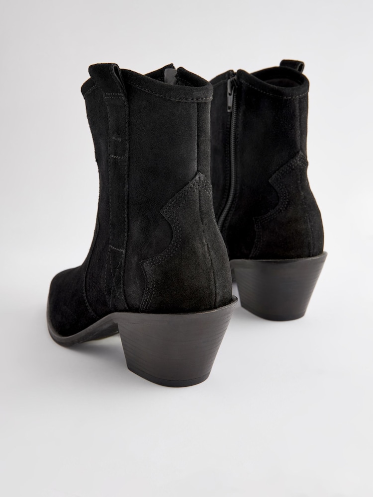 أسود - بوت جلد بطول الكاحل بطراز رعاة البقر من Forever Comfort® - Image 6 of 8