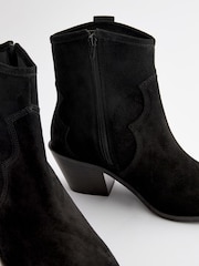 Black Extra Wide Fit Forever Comfort® Leather Ankle Cowboy Boots - Image 7 of 8