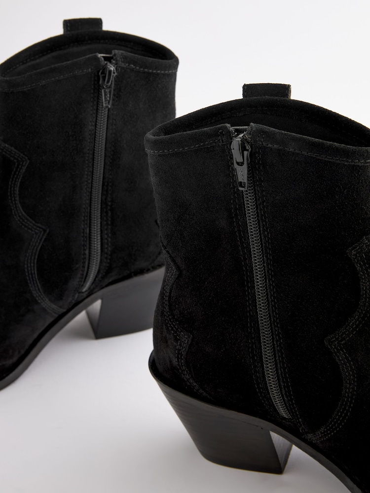 Black Extra Wide Fit Forever Comfort® Leather Ankle Cowboy Boots - Image 8 of 8