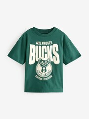 Green Milwaukee Bucks NBA Licensed 100% Cotton T-Shirt (3-16yrs) - Image 1 of 3