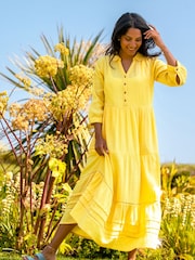 Brakeburn Yellow 100% Cotton Erica Maxi Dress - Image 1 of 6