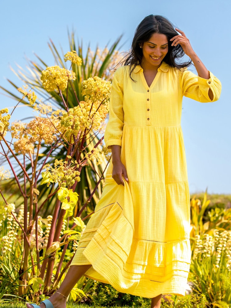 Brakeburn Yellow 100% Cotton Erica Maxi Dress - Image 1 of 6