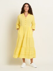 Brakeburn Yellow 100% Cotton Erica Maxi Dress - Image 2 of 6