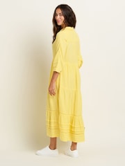 Brakeburn Yellow 100% Cotton Erica Maxi Dress - Image 3 of 6
