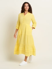Brakeburn Yellow 100% Cotton Erica Maxi Dress - Image 5 of 6