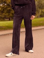 Slate Grey Velvet Soft Touch Jersey Wide Leg Co-Ord Jogger Trousers - Image 2 of 6