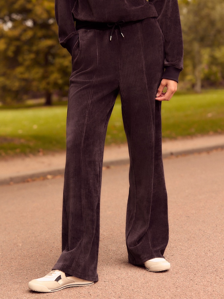 Slate Grey Velvet Soft Touch Jersey Wide Leg Co-Ord Jogger Trousers - Image 2 of 6