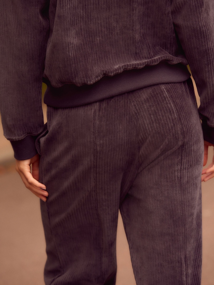 Schiefergrau - Velvet Soft Touch Jersey Wide Leg Co-Ord Jogger Trousers - Image 3 of 6